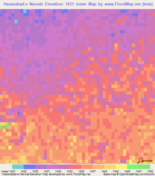 Hasanabad-e Navvab,Iran Elevation Map