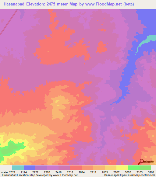 Hasanabad,Iran Elevation Map