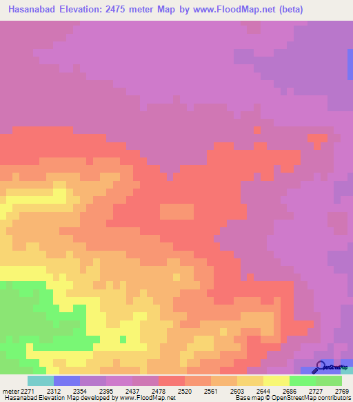 Hasanabad,Iran Elevation Map