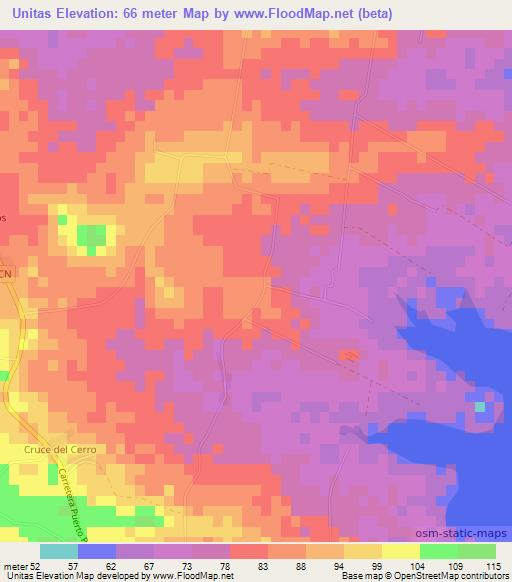 Unitas,Cuba Elevation Map