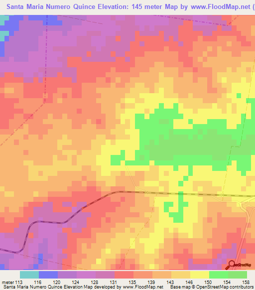 Santa Maria Numero Quince,Cuba Elevation Map