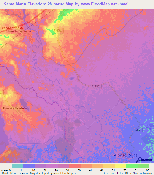 Santa Maria,Cuba Elevation Map