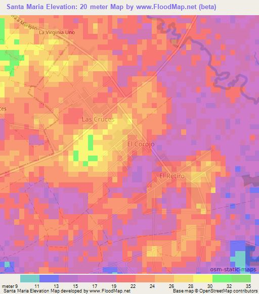 Santa Maria,Cuba Elevation Map