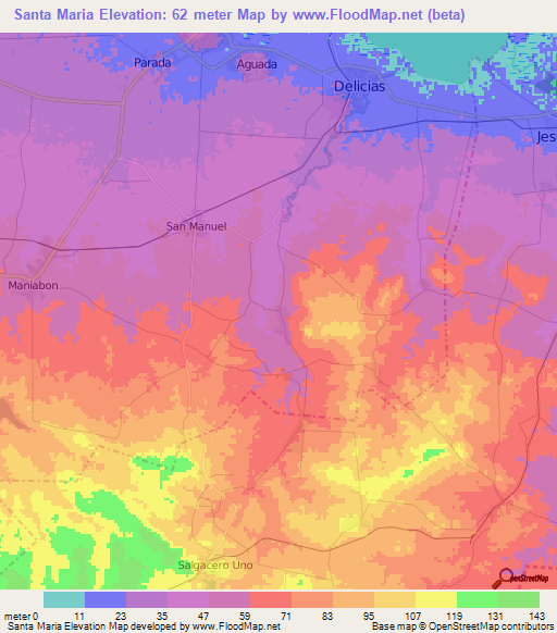 Santa Maria,Cuba Elevation Map