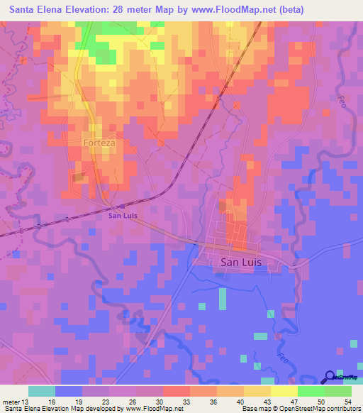 Santa Elena,Cuba Elevation Map