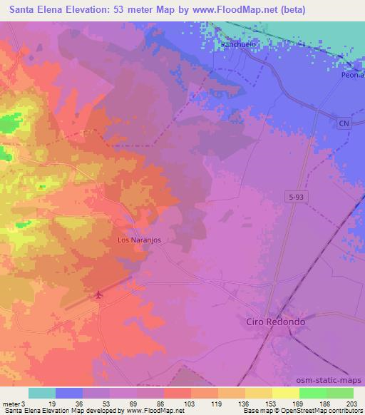 Santa Elena,Cuba Elevation Map