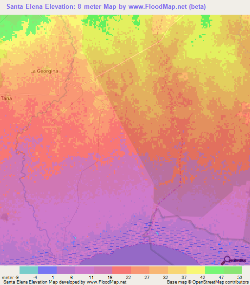 Santa Elena,Cuba Elevation Map