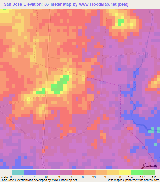 San Jose,Cuba Elevation Map