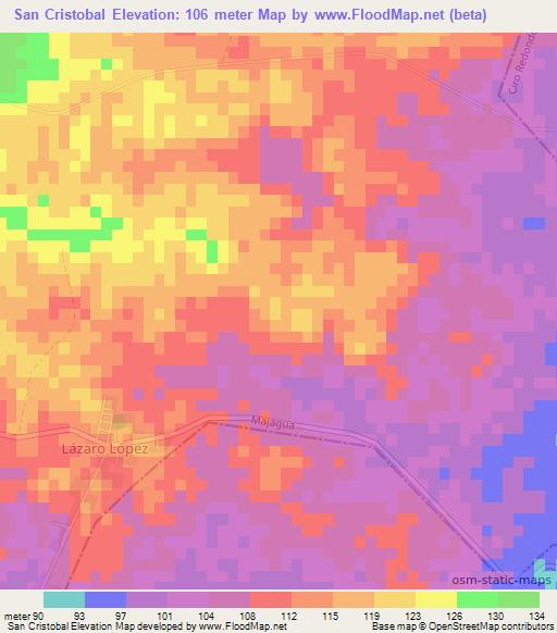 San Cristobal,Cuba Elevation Map