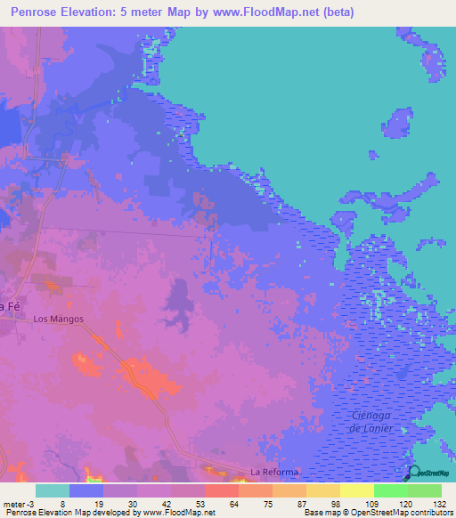 Penrose,Cuba Elevation Map