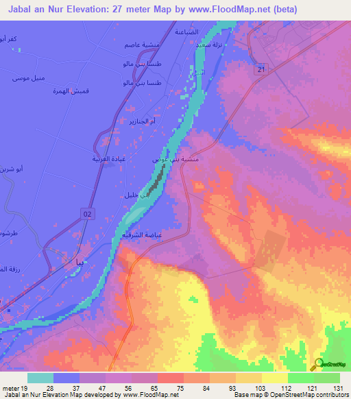 Jabal an Nur,Egypt Elevation Map