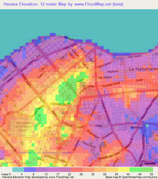 Elevation of Havana,Cuba Elevation Map, Topography, Contour