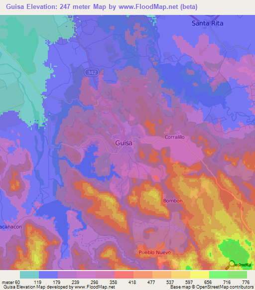 Guisa,Cuba Elevation Map