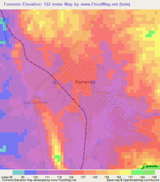 Fomento,Cuba Elevation Map