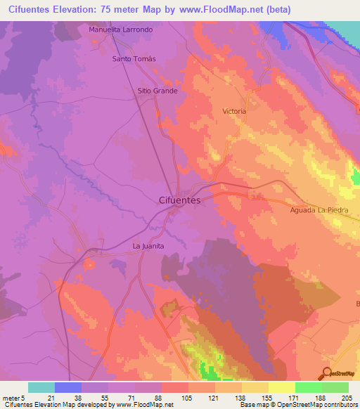 Cifuentes,Cuba Elevation Map