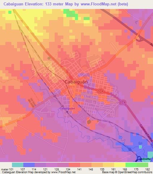 Cabaiguan,Cuba Elevation Map