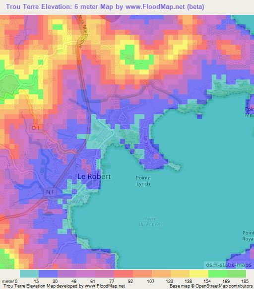 Trou Terre,Martinique Elevation Map