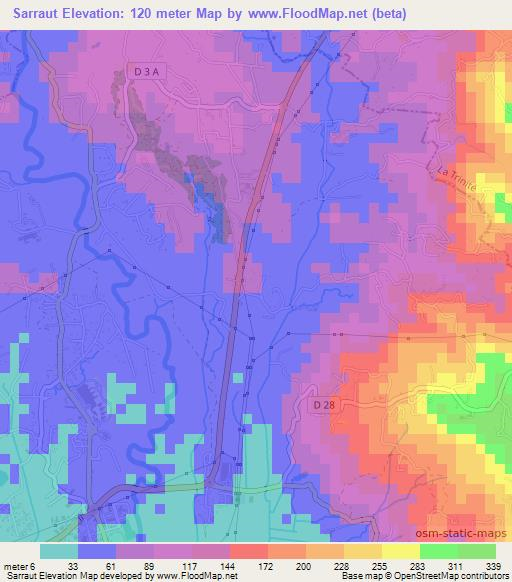 Sarraut,Martinique Elevation Map