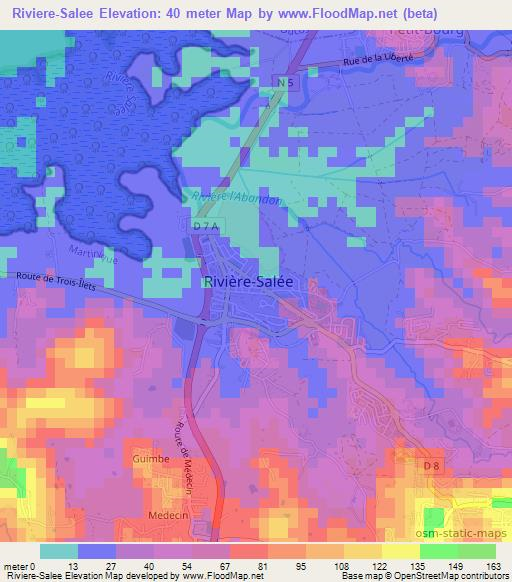 Riviere-Salee,Martinique Elevation Map