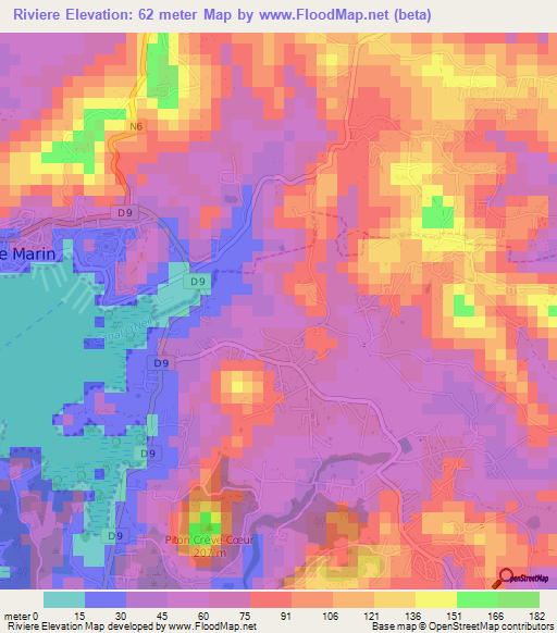 Riviere,Martinique Elevation Map