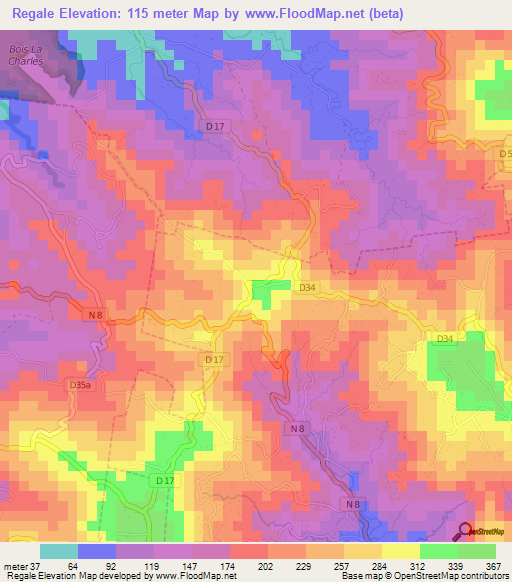 Regale,Martinique Elevation Map