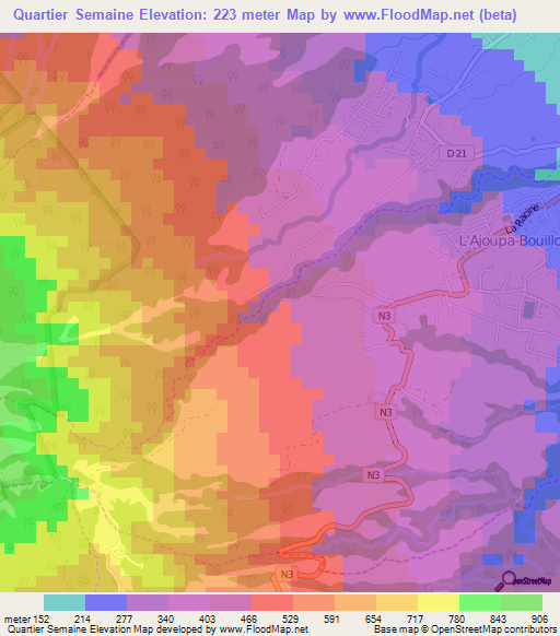 Quartier Semaine,Martinique Elevation Map