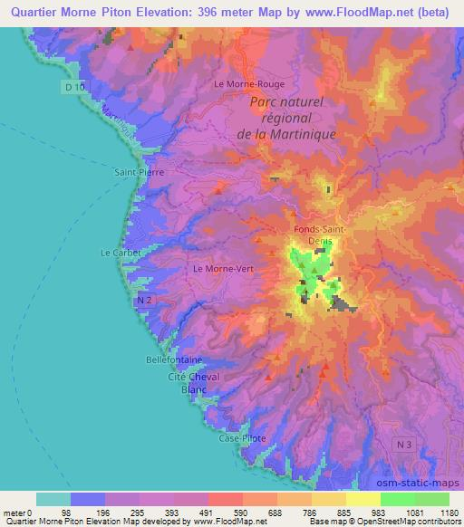 Quartier Morne Piton,Martinique Elevation Map