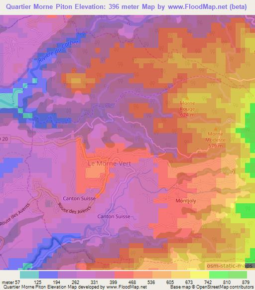 Quartier Morne Piton,Martinique Elevation Map