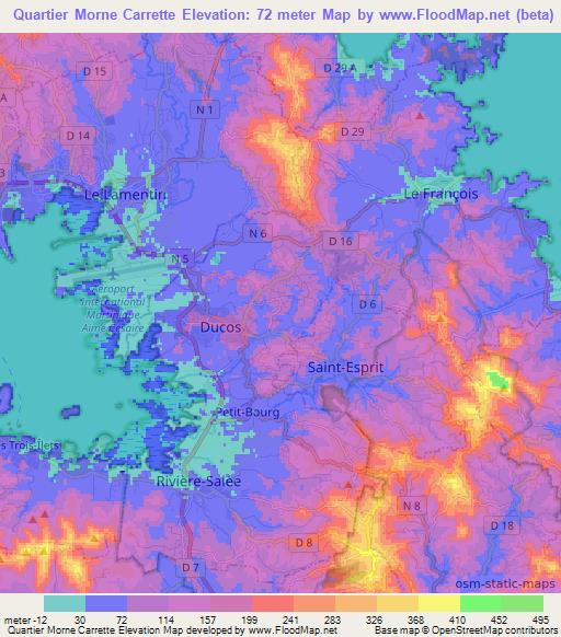 Quartier Morne Carrette,Martinique Elevation Map