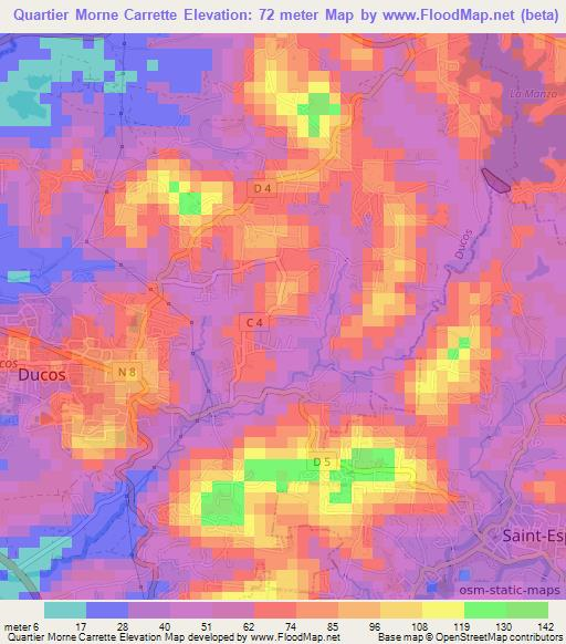 Quartier Morne Carrette,Martinique Elevation Map