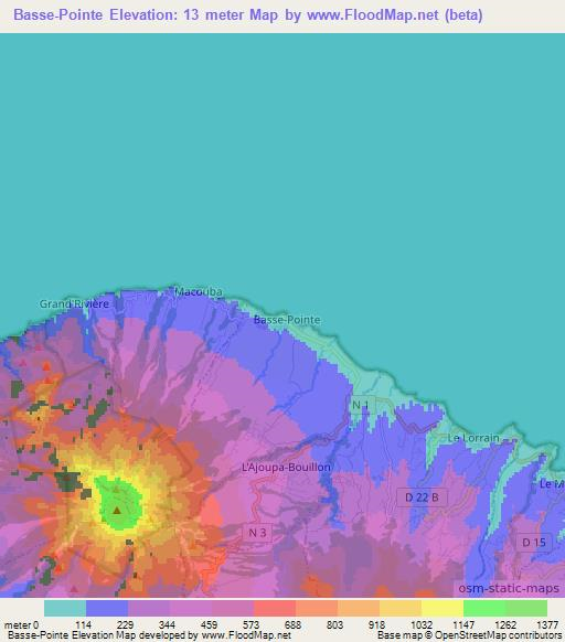 Basse-Pointe,Martinique Elevation Map