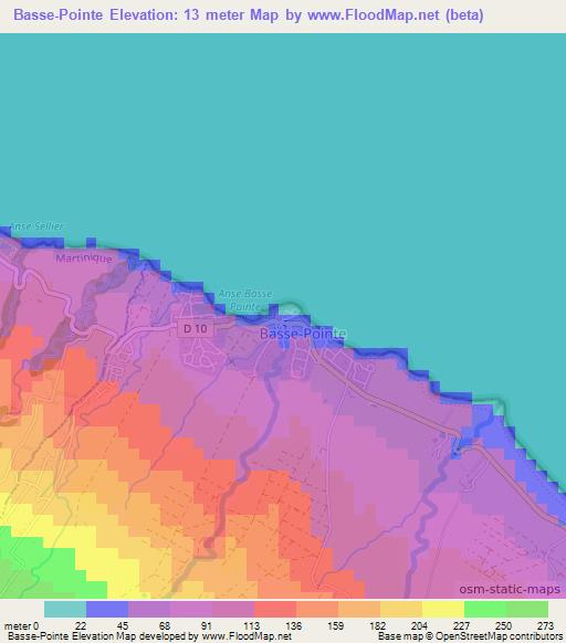 Basse-Pointe,Martinique Elevation Map