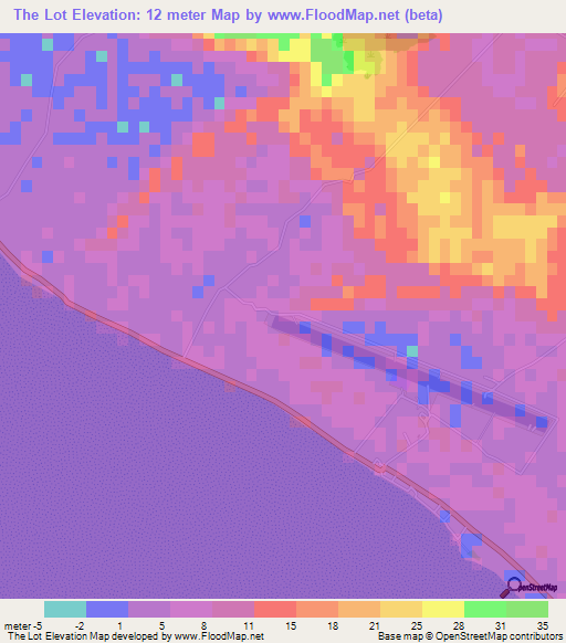 The Lot,Bahamas Elevation Map