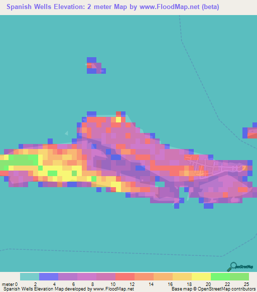 Elevation of Spanish Wells,Bahamas Elevation Map, Topography, Contour