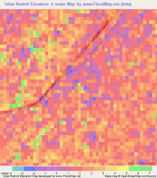 `Izbat Rashid,Egypt Elevation Map