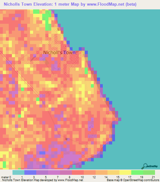 Nicholls Town,Bahamas Elevation Map