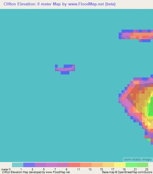 Clifton,Bahamas Elevation Map