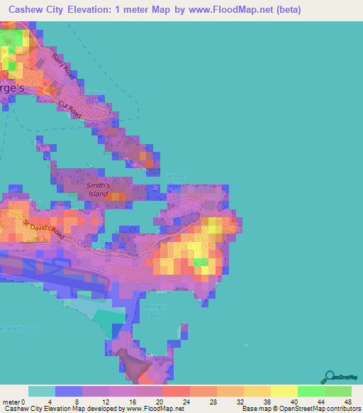 Elevation of Cashew City,Bermuda Elevation Map, Topography, Contour