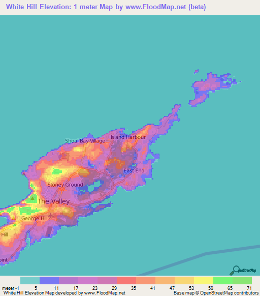 White Hill,Anguilla Elevation Map