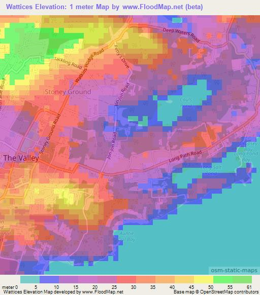 Wattices,Anguilla Elevation Map