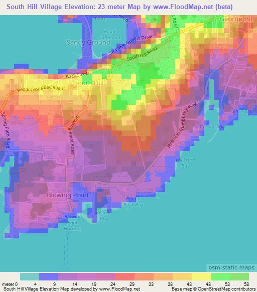 Elevation of South Hill Village,Anguilla Elevation Map, Topography, Contour