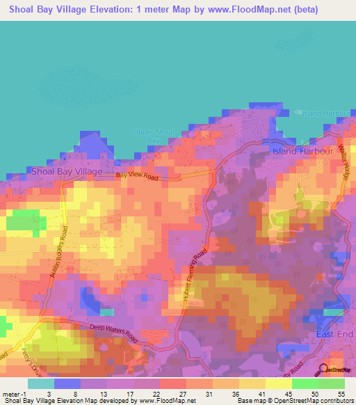 Shoal Bay Village,Anguilla Elevation Map