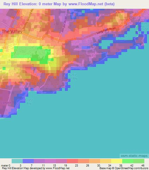 Rey Hill,Anguilla Elevation Map