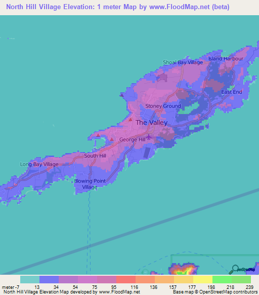 North Hill Village,Anguilla Elevation Map