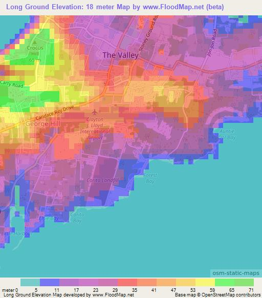 Long Ground,Anguilla Elevation Map