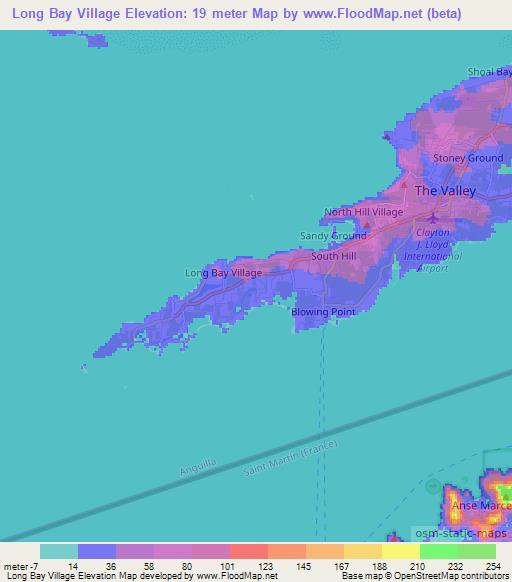 Long Bay Village,Anguilla Elevation Map