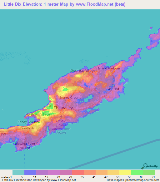 Little Dix,Anguilla Elevation Map