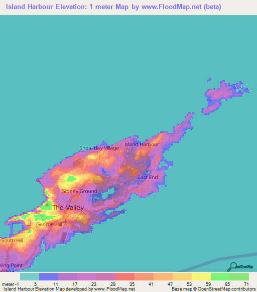 Island Harbour,Anguilla Elevation Map