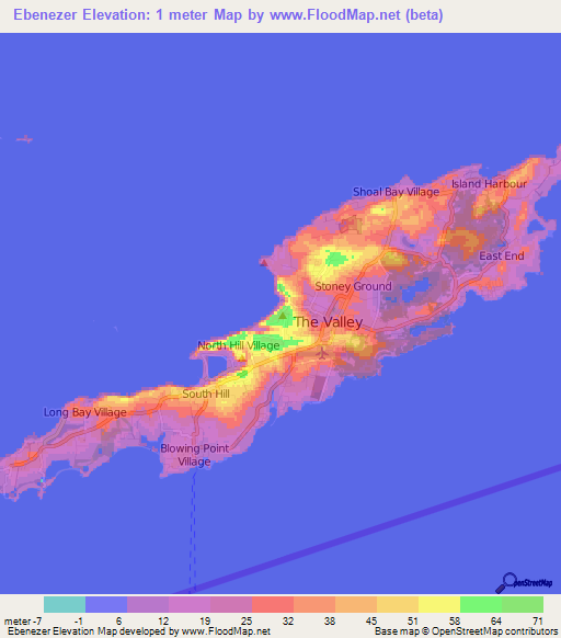 Ebenezer,Anguilla Elevation Map