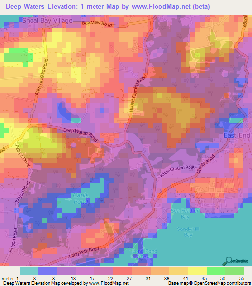 Deep Waters,Anguilla Elevation Map